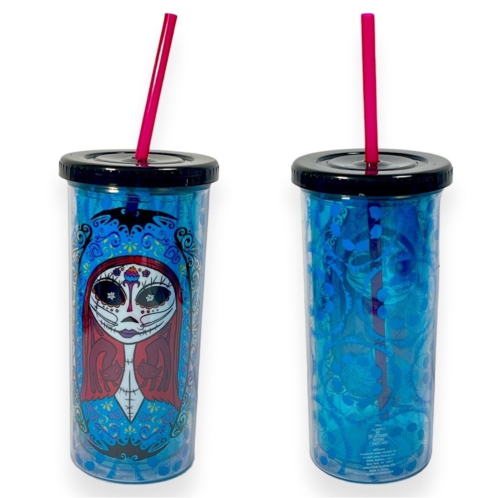 Disney Tumbler Nightmare Before Christmas Sally SUGAR SKULL 20oz with Straw